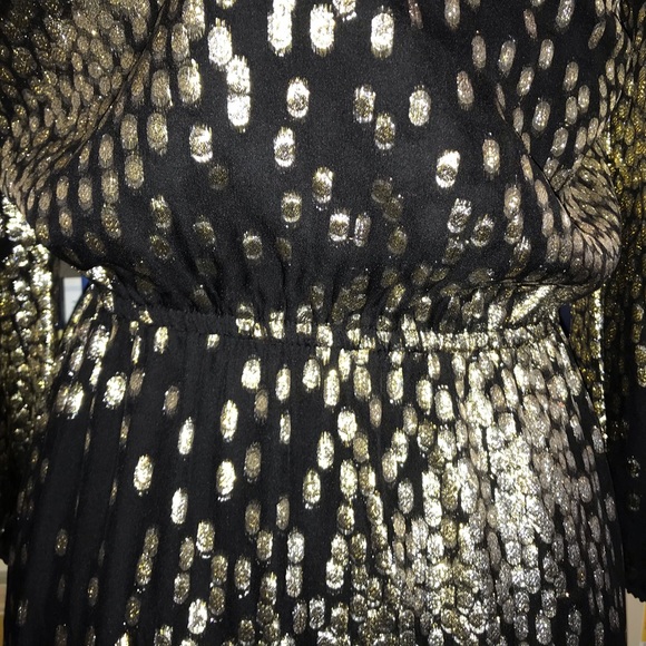 Shoshanna Midnight Collection Black Gold Off Shoulder Maxi Dress - Picture 7 of 11